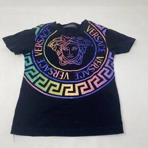 Versace Medusa Holographic T-shirt Black Multicolor Kids 2T Altered Short Sleeve